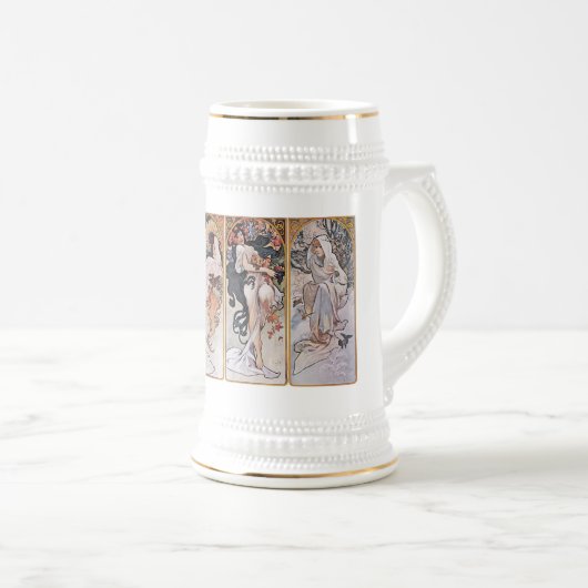 Vier Jahreszeiten, Mucha Bierglas (VorderseiteRechts)