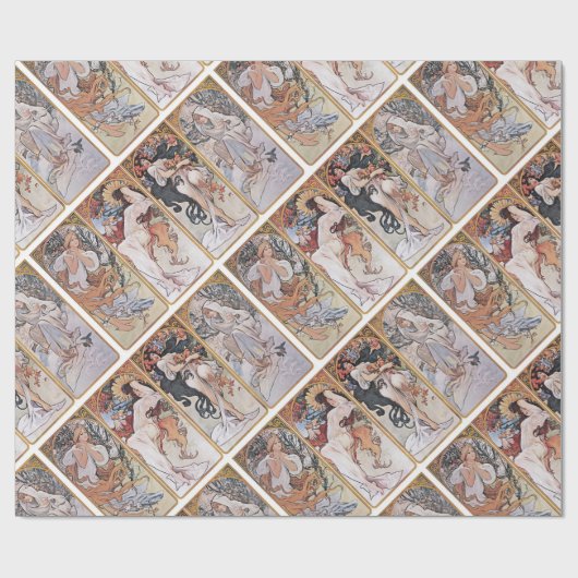 Vier Jahreszeiten, Mucha Geschenkpapier (Flach)