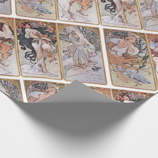 Vier Jahreszeiten, Mucha Geschenkpapier (Ecke)