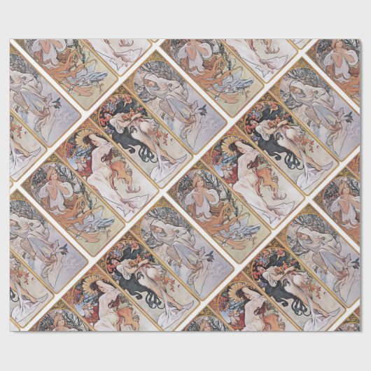 Vier Jahreszeiten, Mucha Geschenkpapier (Flach)