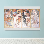 Vier Jahreszeiten, Mucha-Imitate Leinwand drucken (Insitu (Holzboden))