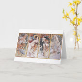 Vier Jahreszeiten, Mucha Karte (Gelbe Blume)