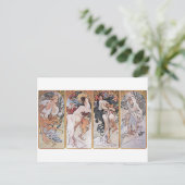 Vier Jahreszeiten, Mucha Postkarte (Stehend Vorderseite)