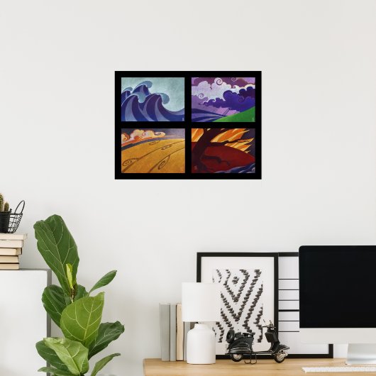 Vier Jahreszeiten - vier Elemente Poster (Heimbüro)