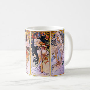 Vier Jahreszeiten Vintage Art Nouveau von Alphonse Kaffeetasse
