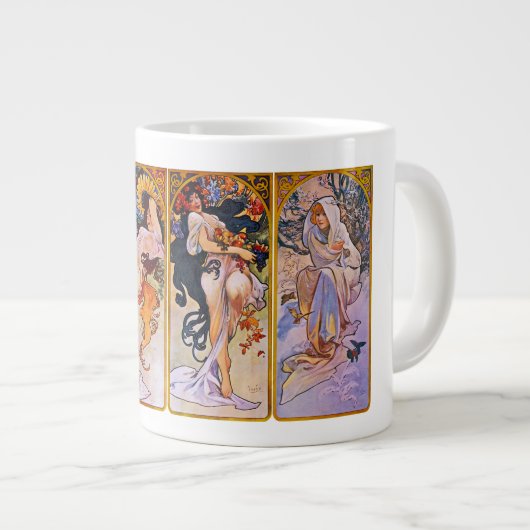 Vier Jahreszeiten von Alfons Mucha Jumbo-Tasse (Vorderseite Rechts)
