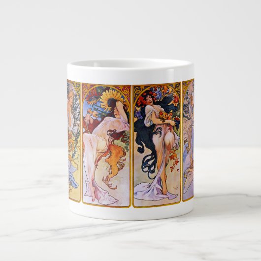 Vier Jahreszeiten von Alfons Mucha Jumbo-Tasse (Vorderseite)