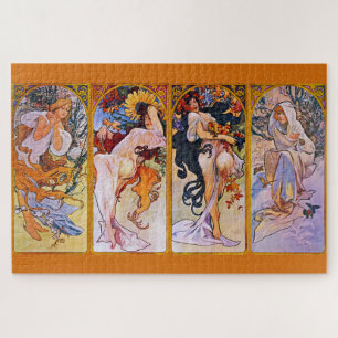Vier Jahreszeiten von Alfons Mucha Puzzle