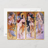 Vier Jahreszeiten von Alphonse Mucha 1895 Postkarte (Vorne/Hinten)