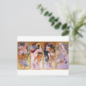 Vier Jahreszeiten von Alphonse Mucha Postkarte (Stehend Vorderseite)
