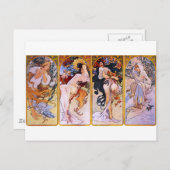 Vier Jahreszeiten von Alphonse Mucha Postkarte (Vorne/Hinten)