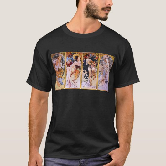 Vier Jahreszeiten von Alphonse Mucha T-Shirt (Vorderseite)