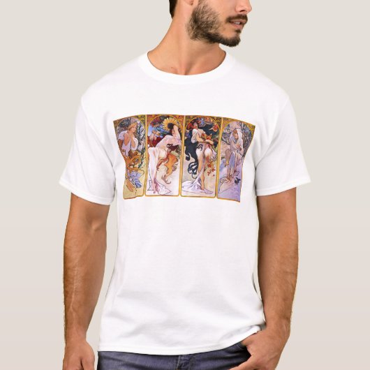 Vier Jahreszeiten von Alphonse Mucha T-Shirt (Vorderseite)