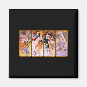 Vier Jahreszeiten von Mucha Art Nouveau Magnet
