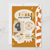 Vier je Groovy 4th Retro Karriere Geburtstag Einladung (Vorderseite)
