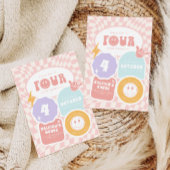 Vier je Groovy | Mädchen 4. Retro Skater Geburtsta Einladung