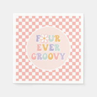 Vier je Groovy Pink Daisy Schachbrett