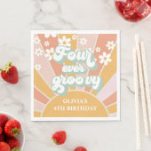 Vier je Groovy Retro Sunshine Geburtstag Serviette (Beispiel)