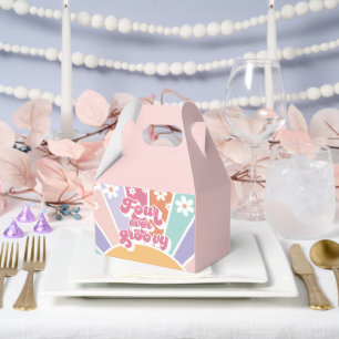 Vier je Groovy Retro Sunshine Rainbow Daisy Geschenkschachtel