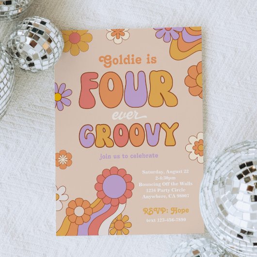 Vier je Groovy zum Geburtstag Einladung