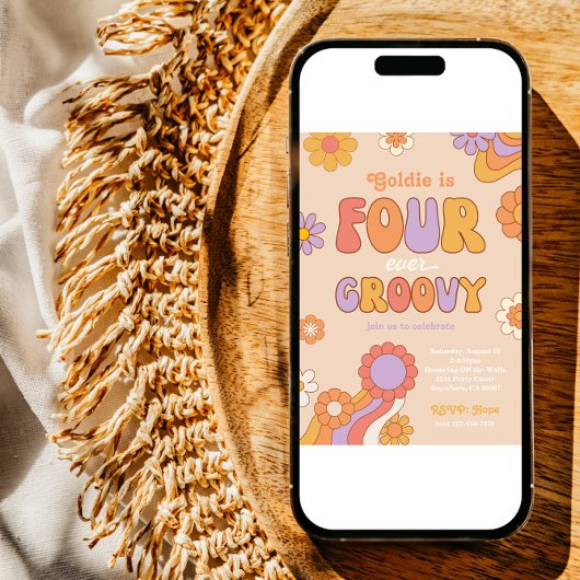 Vier je Groovy zum Geburtstag Einladung