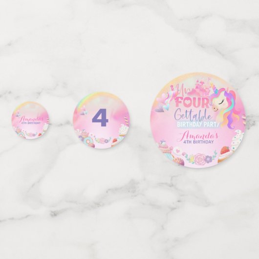 Vier je süß unvergesslich konfetti (Vorderseiten)