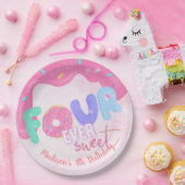 vier je süßer Pink-Zuckerguss Pappteller (Party)