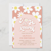 Vier je Young Boho Daisy 4. Geburtstag Einladung (Vorderseite)