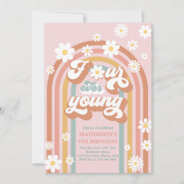 Vier je Young Boho Daisy Rainbow 4. Geburtstag Einladung