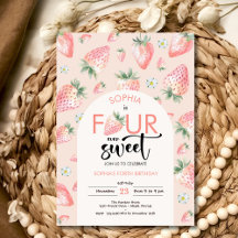 Vier jemals süße Erdbeeren-Kindergeburtstag