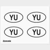 VIER Jugoslawien "YU" Ovaler Aufkleber (Blatt)