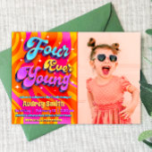 Vier Junge 4. Geburtstag mit Foto Einladung