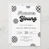 VIER Junge schwarze Retro Jungs 4. Geburtstag Einladung (Vorderseite)