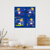 Vier Jungen spielen Fußball Poster (Küche)