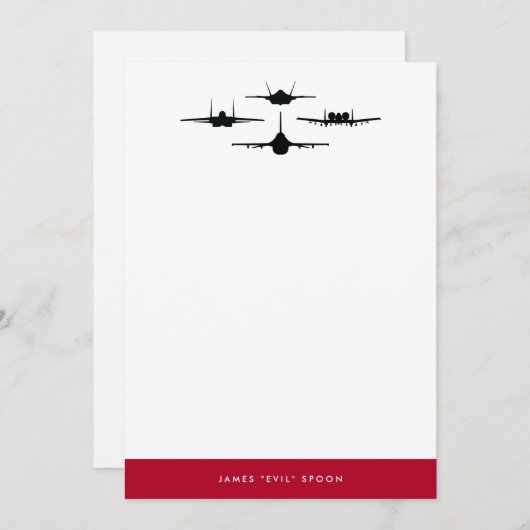 Vier Kämpfer Jet Silhouette Personal Stationery Dankeskarte (Vorne/Hinten)