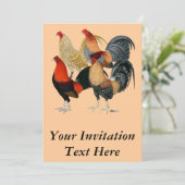 Vier Kampfhähne Einladung (Stehend Vorderseite)