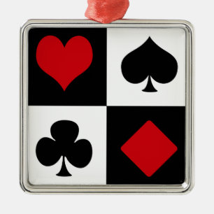 Vier Karten-Anzug Silbernes Ornament