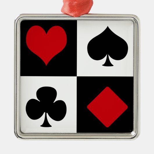 Vier Karten-Anzug Silbernes Ornament (Vorne)