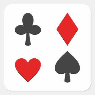 Vier Kartensymbole Quadratischer Aufkleber