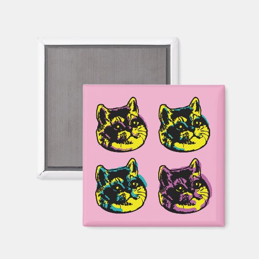 Vier Kätzchen Cat Lover Window Decal Pop Art Magnet (Vorderseite/Rückseite)