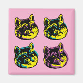 Vier Kätzchen Cat Lover Window Decal Pop Art Magnet (Vorne)