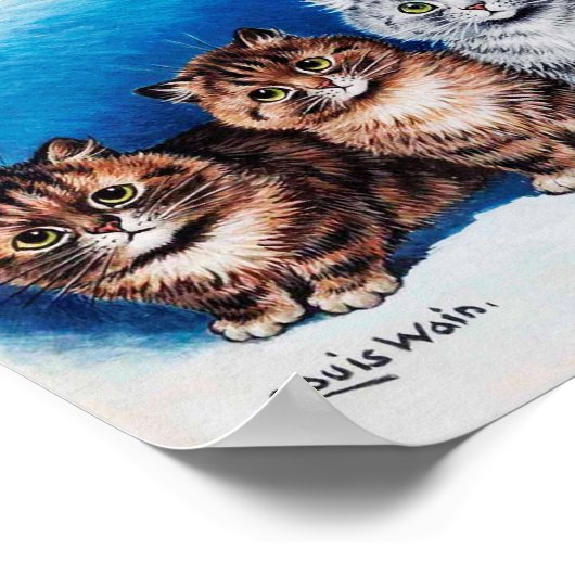 Vier Kätzchen, Louis Wain Poster (Ecke)