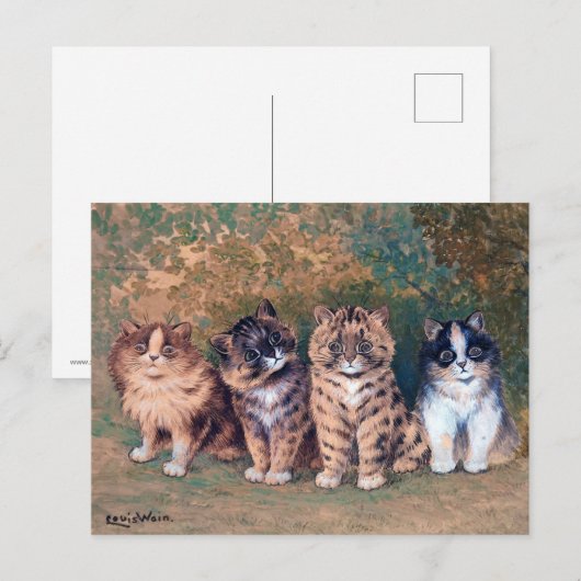 Vier Kätzchen, Louis Wain Postkarte (Vorne/Hinten)