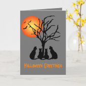 Vier Katzen im Mondlicht 5" x 7" Grußkarte Karte (Gelbe Blume)