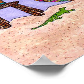 Vier Katzen in einem Lila Adobe House Poster (Ecke)