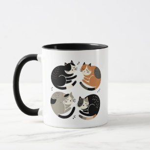 Vier Katzen schlafen in einem Kreis - Ritual putze Tasse