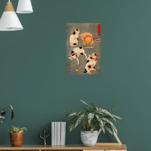 Vier Katzen Unterschiedliche Posen illustrieren Ja Poster