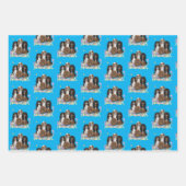 Vier Kavalier King Charles Spaniels in Blume Geschenkpapier Set (Vorderseite 3)