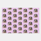 Vier Kavalier King Charles Spaniels in Blume Geschenkpapier Set (Vorderseite)