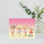 Vier kleine Ballerinas in Tutus Postkarte (Stehend Vorderseite)